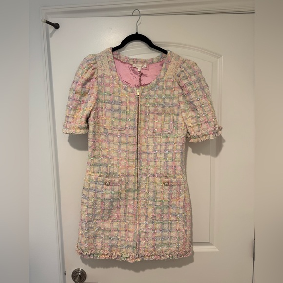 LoveShackFancy Hermosa Tweed Dress in Pink Dream - Picture 3 of 11